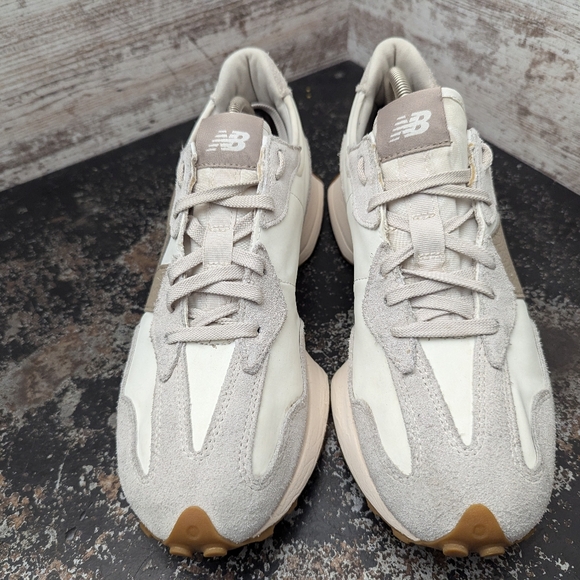 New Balance White and Tan Athletic Sneakers - Picture 3 of 7